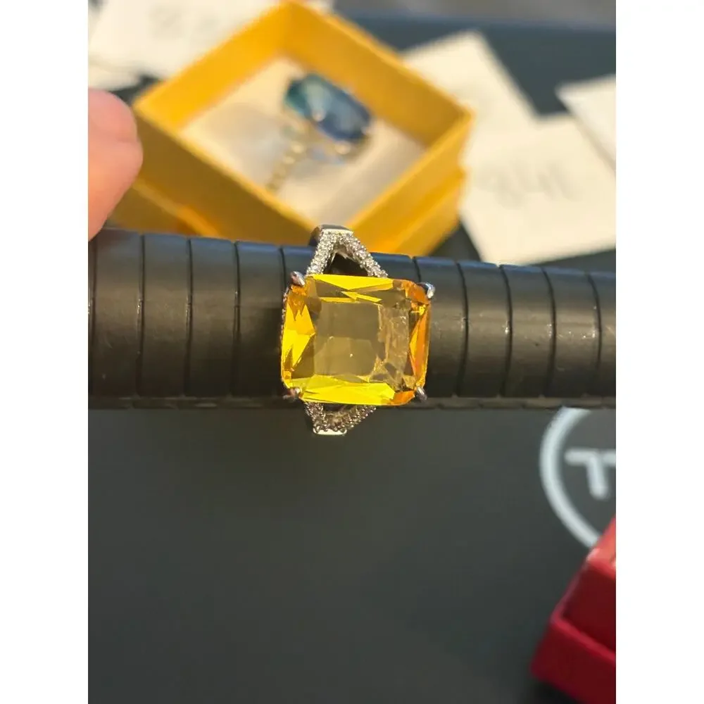 NIB Yellow Crystal Statement Ring Size 7.5